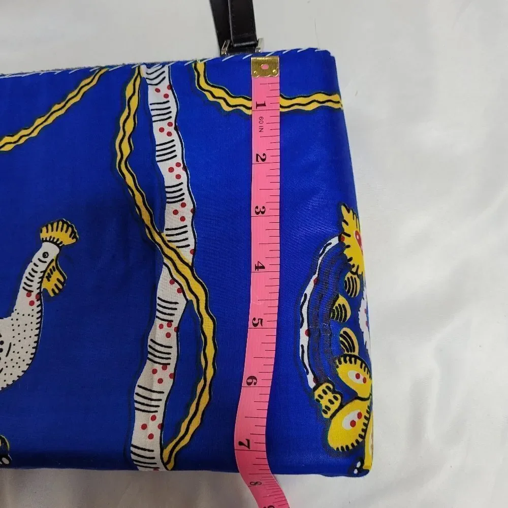 VINTAGE 90s/Y2K‎ blue rooster print structured hand bag purse - Picture 8 of 8